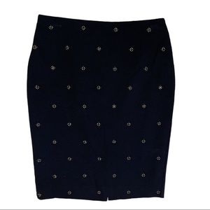 LOFT Black + Navy Sequin Holiday Skirt - Small / 4
